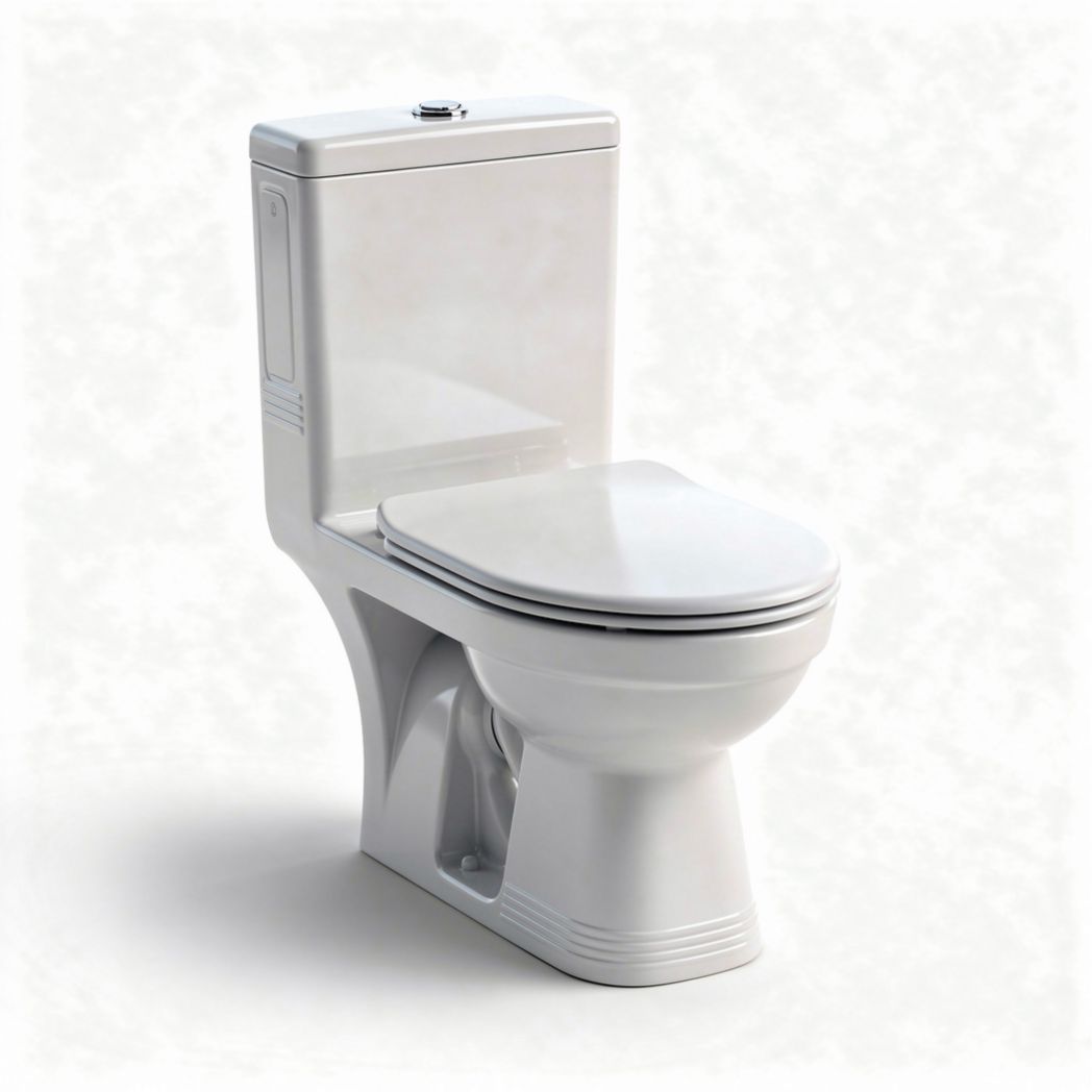 Two-piece dual flush toilet with white ceramic construction 70 x 40 x 40cm