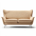 Fabric upholstered two-seater sofa in beige color with metal legs 180 x 80 x 90cm