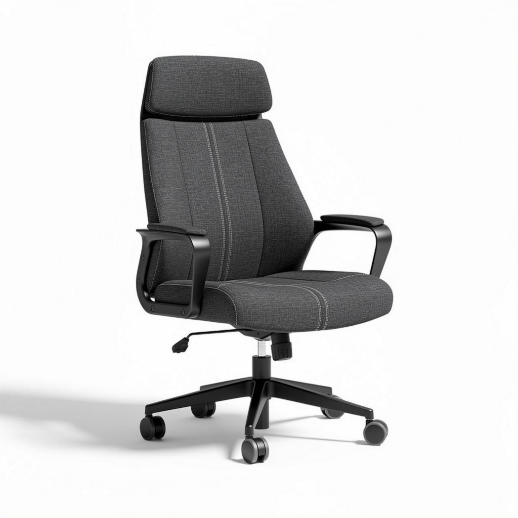 Ergonomic office chair with adjustable height and lumbar support in gray fabric