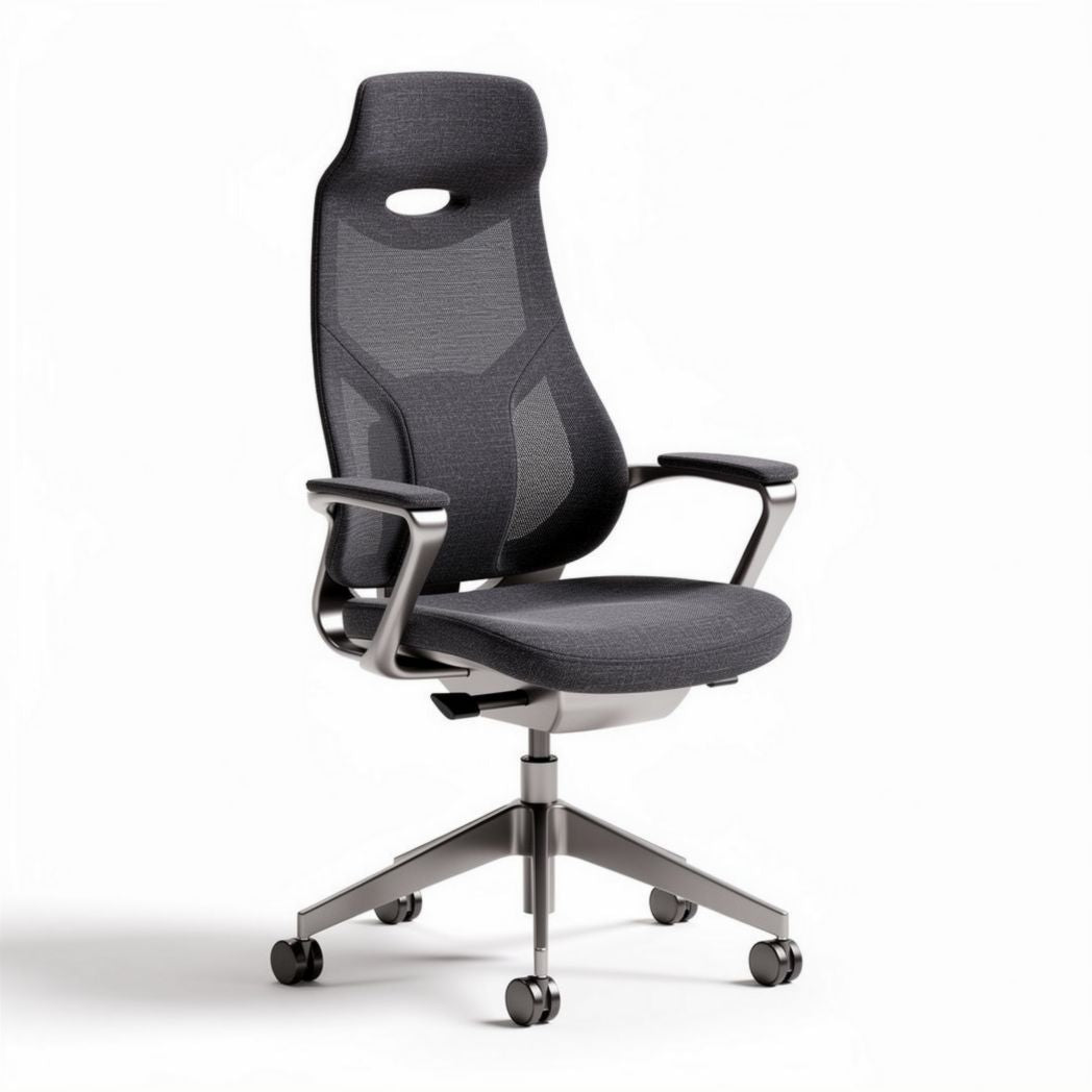 Mesh ergonomic office chair with adjustable height and armrests grey 60 x 60 x 120cm