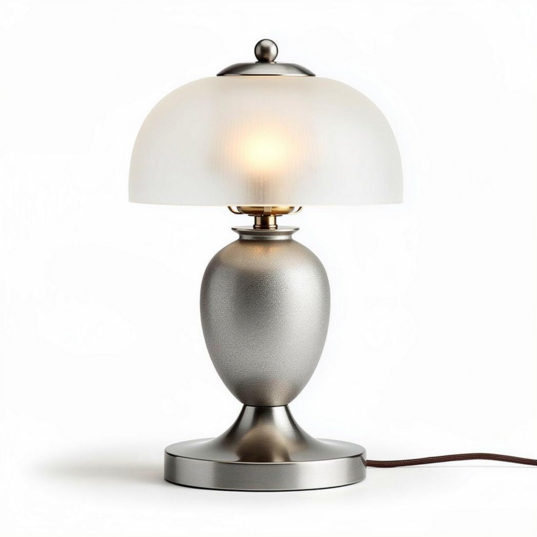 Table lamp with frosted glass shade and stainless steel base 20 x 20 x 35cm