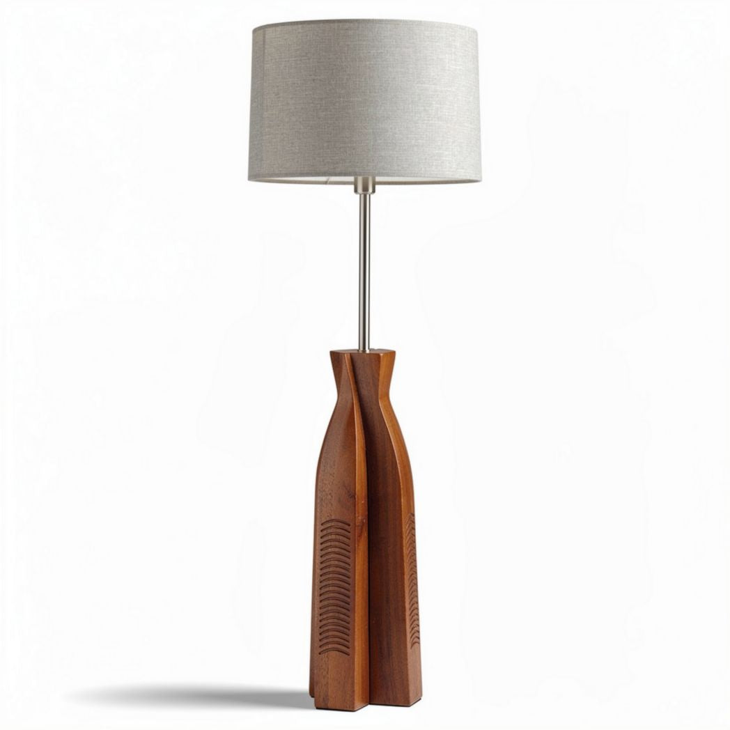 Wooden floor lamp with fabric shade 30 x 30 x 150cm for living room decor