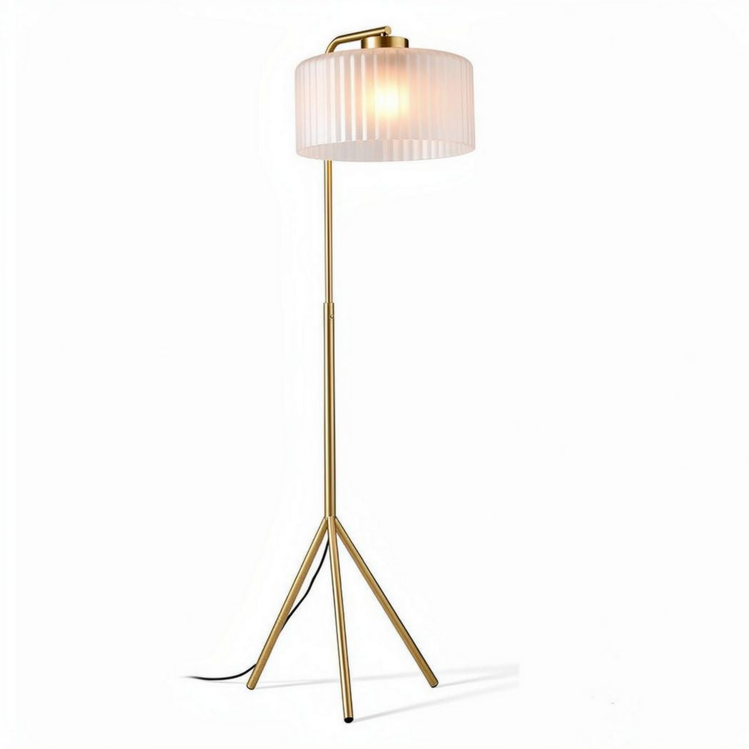Floor lamp with pleated shade and gold metal base 25 x 25 x 150cm
