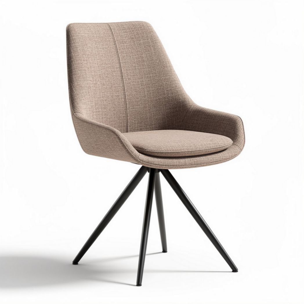 Fabric dining chair with metal legs in taupe color 50 x 50 x 85cm