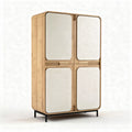 Wooden wardrobe with mirrored doors for storage 150 x 80 x 40cm