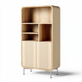 Modern wooden storage cabinet with adjustable shelves and metal legs 80 x 40 x 160cm