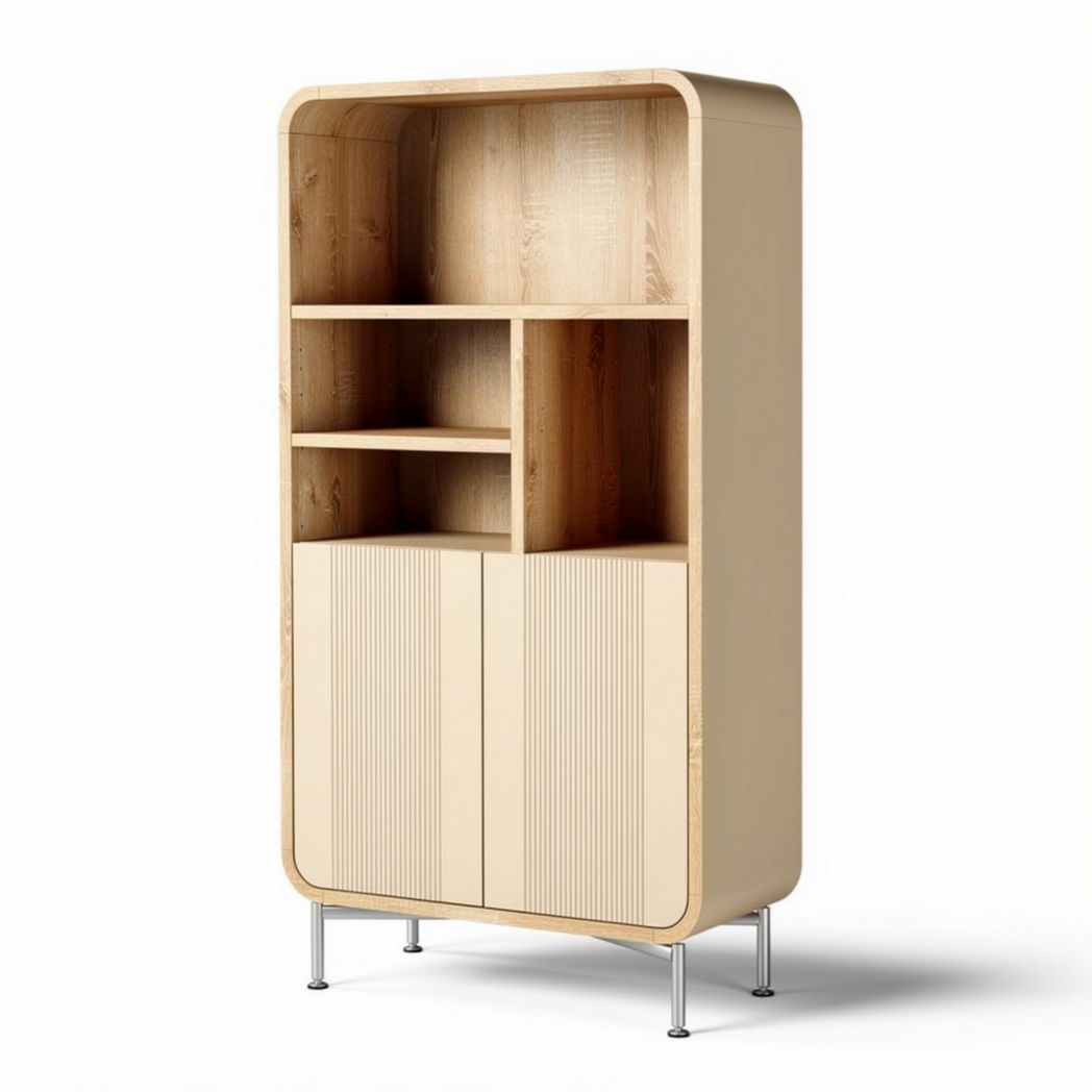 Modern wooden storage cabinet with adjustable shelves and metal legs 80 x 40 x 160cm